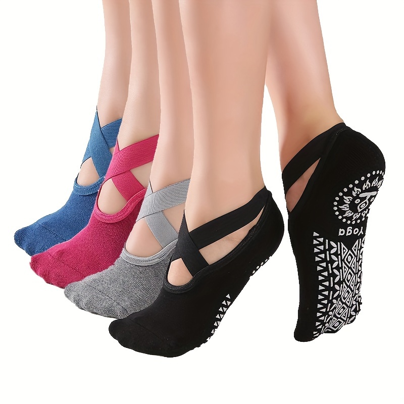 Pilates X Yoga - 4 Pairs X-cross Yoga Socks for