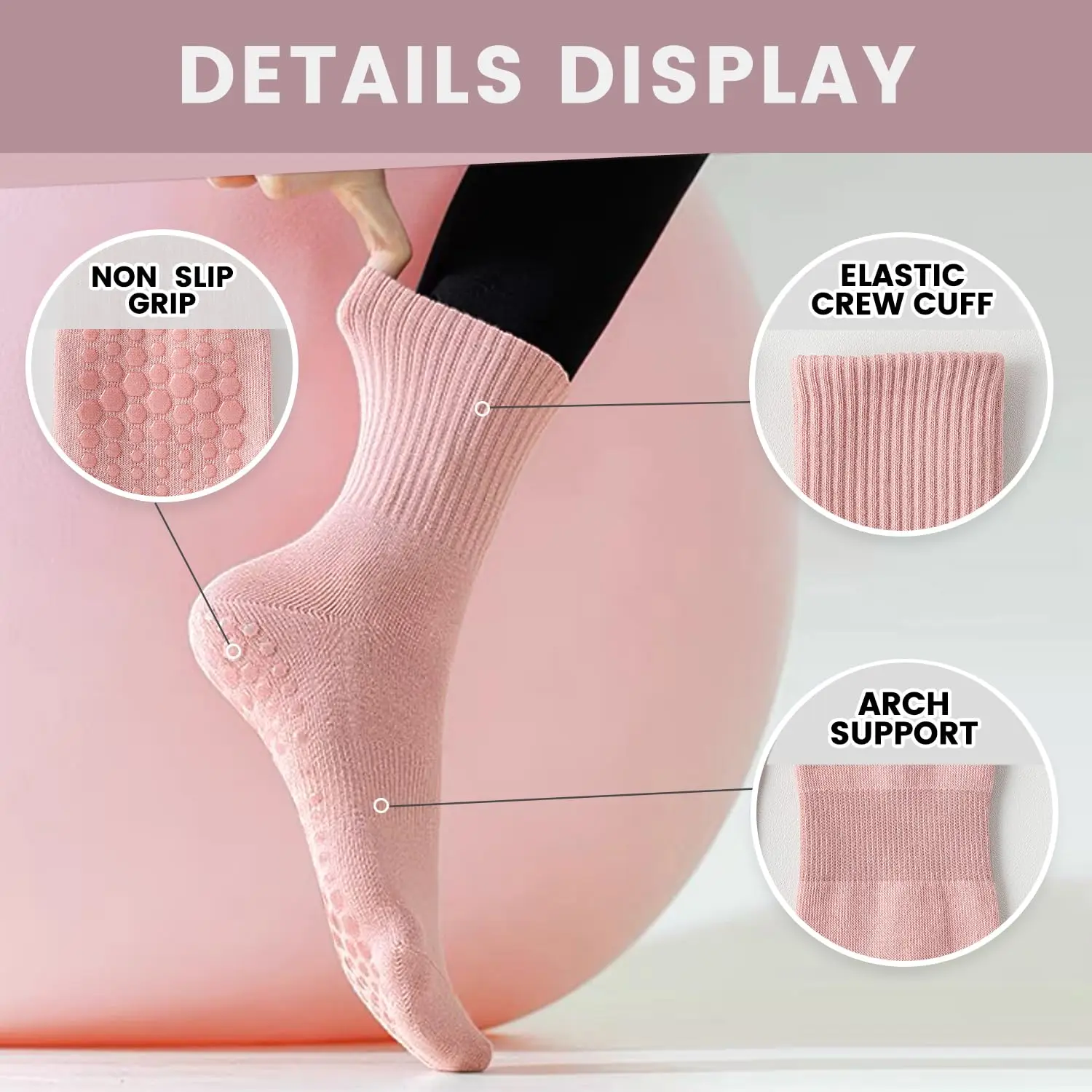 4 pairs of women's yoga socks, - Pilates & Yoga Unleashed Studio 评论和价格