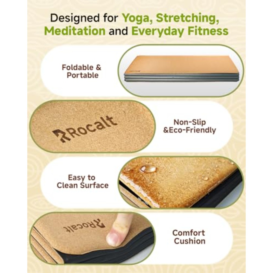Foldable Cork Yoga Mat, Non Sl - Pilates X Yoga 评论和价格